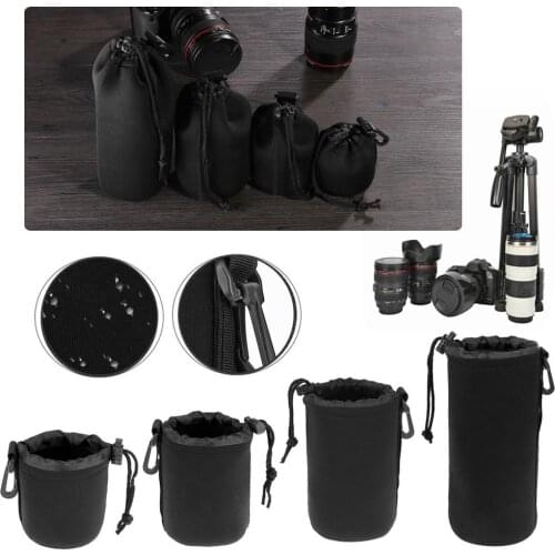 Camera Lens Pouch Bag Neoprene Waterproof Soft Video Camera Lens Pouch Bag Case Full Size S M L XL Camera Lens Protector
