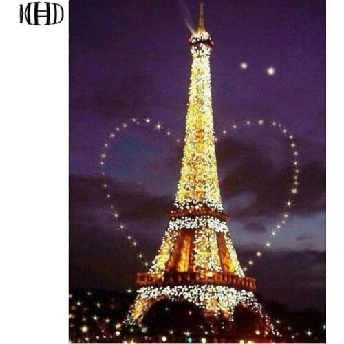 DIY Diamond Painting Tower Night Scene Full Square & Circle 3D Diamond Embroidery 5D Crystal Mosaic Living Room Decorative Paint