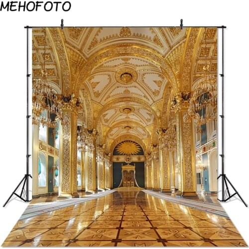 MEHOFOTO Golden Castle Photography Backdrop Brilliant Palace Luxury Wedding Backdrops for Photobooth Studio Background
