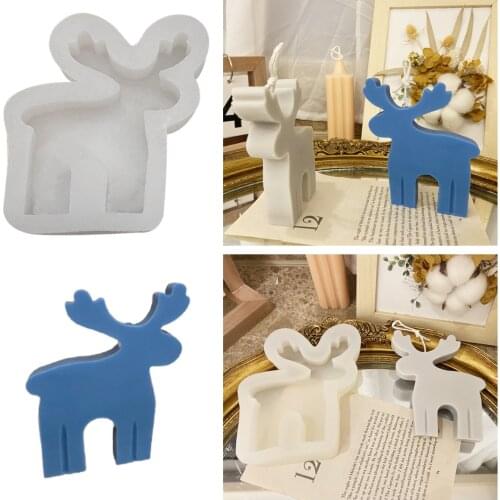 Christmas Style Elk Candle Moulds Aromatherapy Wax Silicone Molds Deer Animal Plaster Gypsum Mold For Wax Candle Mould