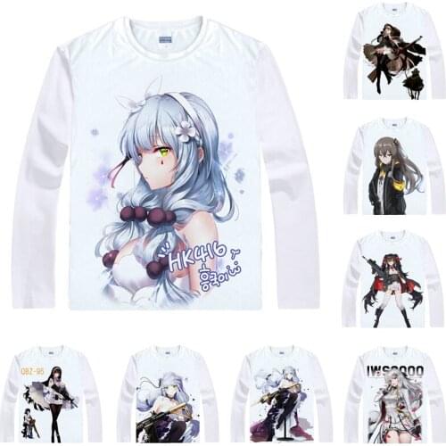 Girls Frontline T-Shirts Men Hip Hop Long Sleeve Anime Shirts Type97 Ayane Sakura Suomi AKI TOYOSAKI Anime Cosplay Shirt