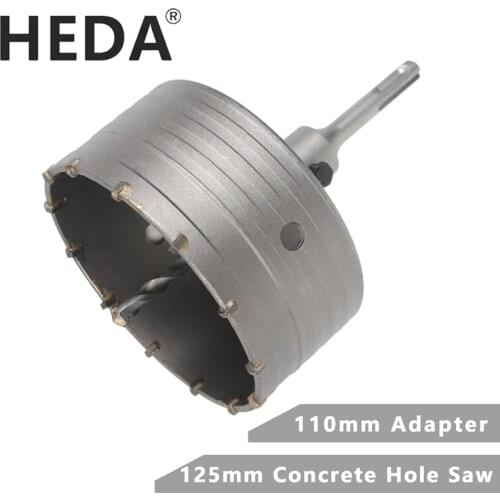 HEDA 125mm Concrete Tungsten Carbide Alloy Core Hole Saw SDS PLUS Electric Hollow Drill Bit Air Conditioning Pipe Cement Stone