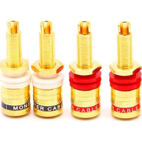 HiFi 4pcs High quality Brass gold plated Binding post 4mm Banana plug terminal for audio speaker amplifier
