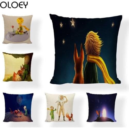 Classic Anime Little Prince Square Linen Cushion Cover 45x45cm Home Bedroom Hotel Decoration Cushion Cover