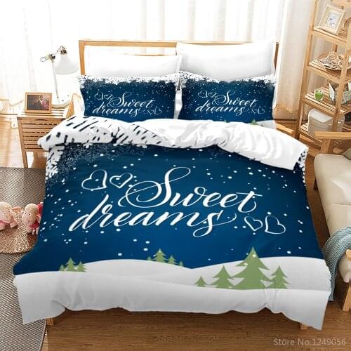 3D Bedding Set Print Duvet Cover Set with Pillowcase Merry Christmas Digital Printing Twin Full Queen King Chidren Bed Linen Set