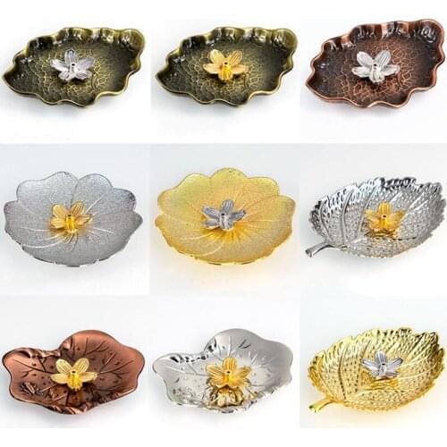 Creative Metal Lotus Incense Base Leaf Aroma Burner Incense Holder Buddhism Censer Home Office Decoration Crafts