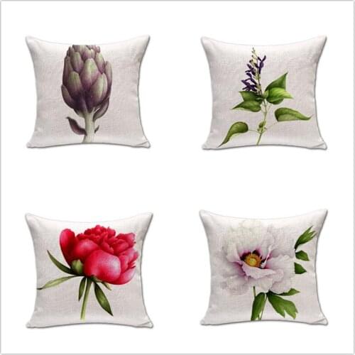 Square 18" Cushion Without Insert Flowers Printed Decorative Sofas Throw Waist Cushions Car Seat Pillows Outdoor Decor