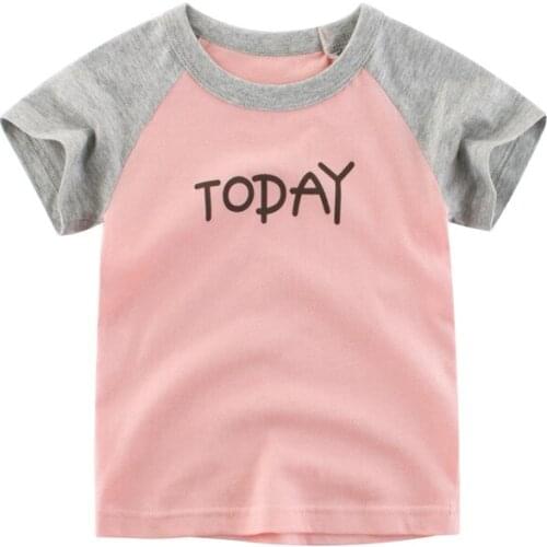 Summer Toddler Kids Girl Baby Pink Soild Letter T-shirt Tee Tops T Shirt