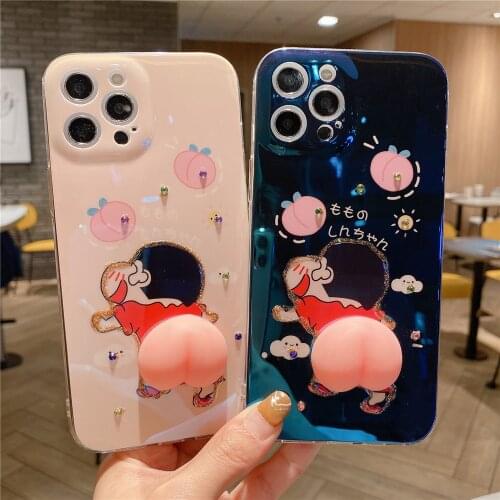 Cute Soft Japan Cartoon Anime Case For iPhone 7 8 Plus 11 12 Pro Max With Diamond Decoration For iPhone X XR XS Protective Cover