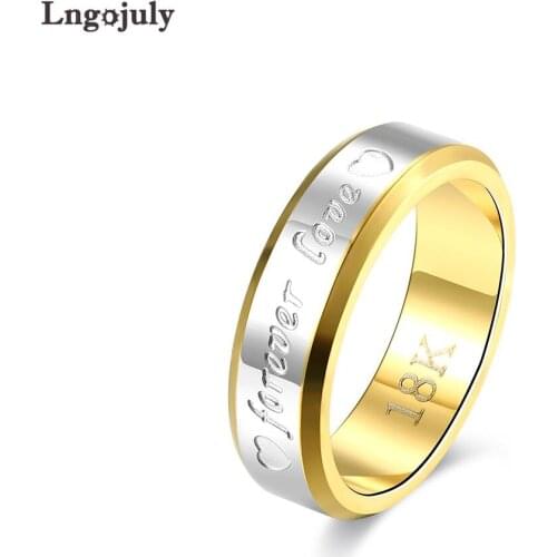 Fashion Titanium Steel Wedding Ring Glossy IP Gold Plating Rings For Men/Women Engagement Party Ring Jewelry Accessoeries Gifts