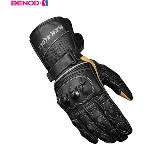 Real Leather Motorcycle Gloves Men Gloves Long Wrist Men Racing Motocross Rally Glove Moto Gloves Guantes Moto Black