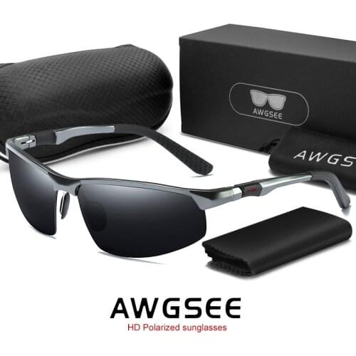 AWGSEE 2021New Mens Aluminum magnesium Sunglasses Cool Frame Polarized High Quality Driving Glasses Windproof Sand Goggle uv400