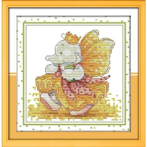 The happy baby elephant cross stitch kit 14ct 11ct count print canvas stitches embroidery DIY handmade needlework plus