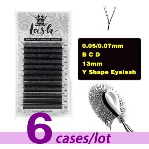 6cases/lot MASSCAKU 12 lines YY premade mink fans for salon individual eyelash extensions for wholesale price OEM