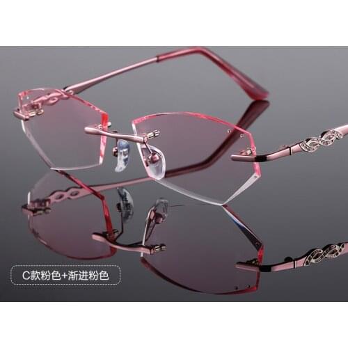Trimming female diamond cutting, his rimless glasses myopia glasses myopia glasses prescription optical decoration YJ24