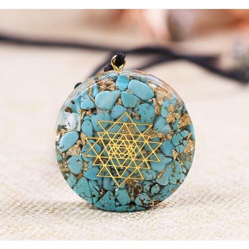 Orgonite Necklace Crystal Pendant Turquoise Quartz Healing Crystals for EMF Protection Violet Flame Orgone Generator
