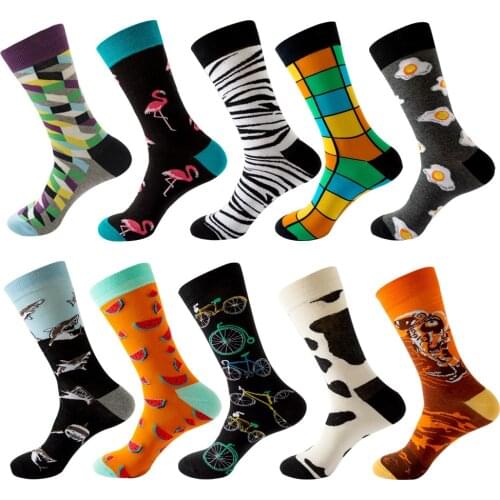 Autumn and Winter New Fashion Socks Universe Fruit Food Womens Socks Square Geometric Mens Socks Animal Socks Funny Socks