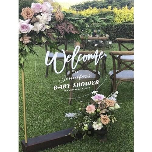 Personalised Round Wedding Welcome Acrylic Sign Custom with Welcome Sign Engagement Party Decal Baby Shower Hens Bridal Wedding