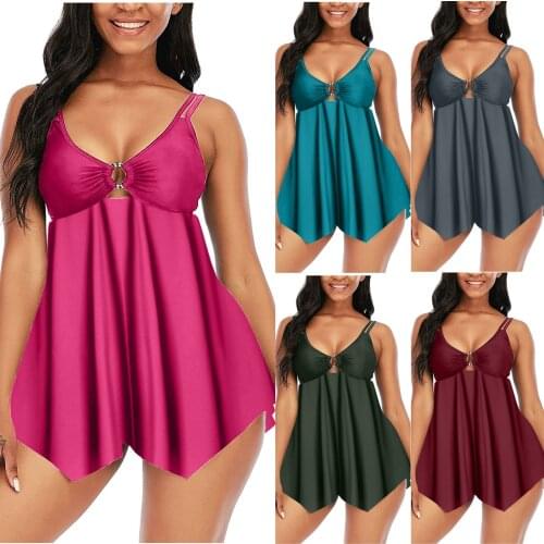 Sexy V-Neck Tankini Women Push-Up Padded Swimwear bikinis 2021 mujer XXL Swimsuit Beachwear maillot de bain femme Bthing Suit