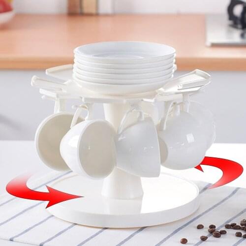 360 ° Rotating Dish / Cup Tray Milk Coffee Cup Holder Can Drain Rack Be Used In Kitchen And Home Storage 360° Lazy Susan