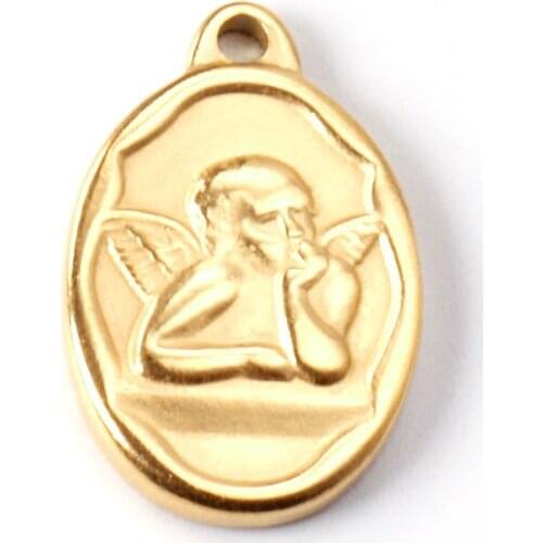 ASON 10pcs/lot Geometry Angel Pendant Stainless Steel Gold Silver Color Charm For Necklace DIY Handmade Jewelry Making Supplies