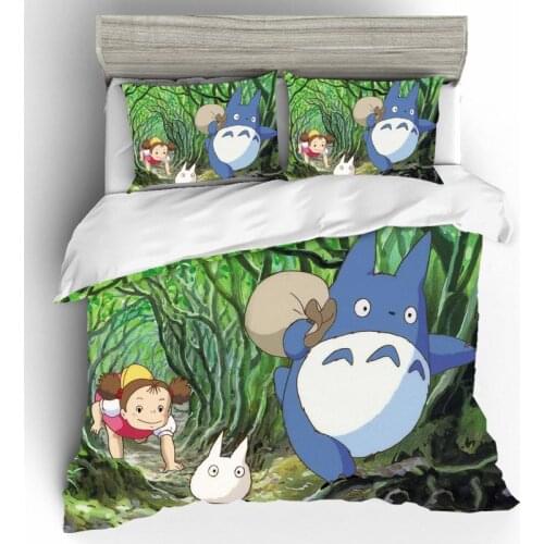 Bedding Sets Duvet Cover Bed Pillowcase Cartoon Totoro King Size Bedding Set High Quality Home Textile Bed Linens High Quality