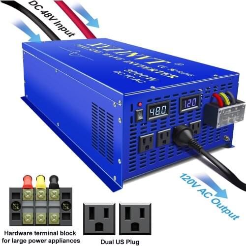 WZRELB 8000 watt Power Converter 12v 24v 36v 48v dc to ac 110v 120v 220v 230v 240V Pure Sine Wave Inverter Remote Control