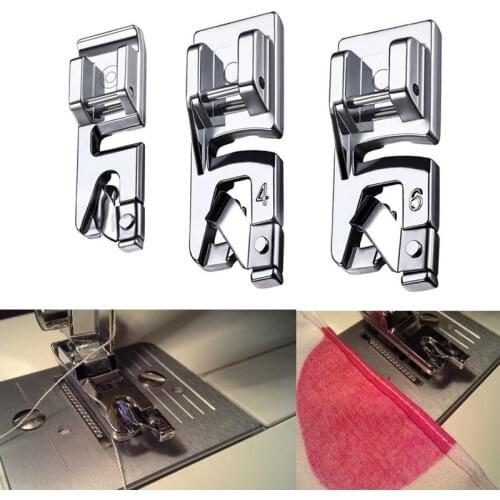 Home Use 7307 3mm / 4mm / 6mm Rolled Hem Presser Foot for Brother Janomes Sewing Machine Sewing Accessories