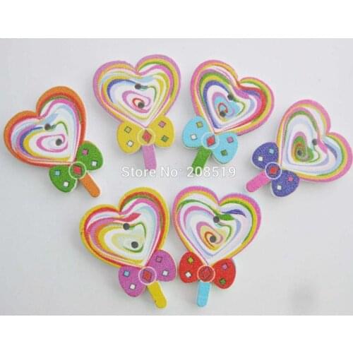 WBNASO 200pcs/lot Mix colors Lollipop Love Buttons for Children DIY Decorative Scrapbooking Accessories