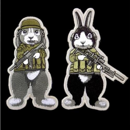 3D Tactical Military Meerkat And Rabbit Embroidery Moral Badge Decal Army Outdoor Field Embroidery Clothing
