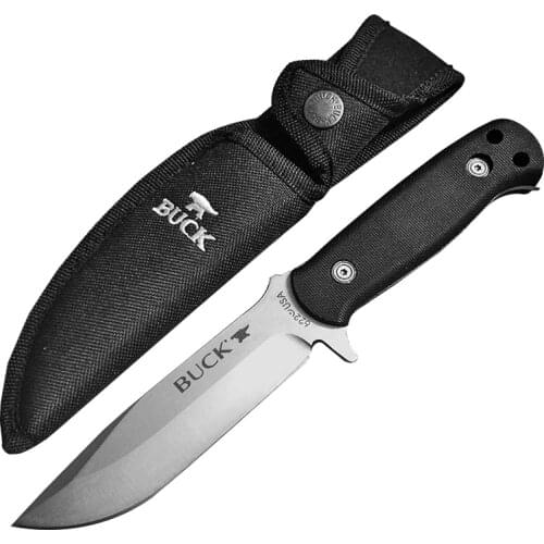 DuoClang Military Hunting Knife Full Tang Steel Combat Defense Fixed Blade Knives with Nylon Sheath