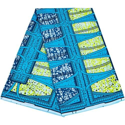 High Quality African Wax Light Blue Print Fabric Nigeria Ankara Sewing Material For Dress Wax Fabric 6yards