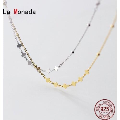 La Monada Womens Necklace 925 Silver Chains Woman On The Neck Beautiful Choker Fine Jewelry For Women Necklace Silver Girls