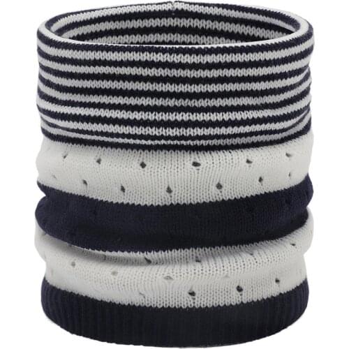 Unisex winter infinity scarf stripe knit neck warmer chunky soft wool snood circle magic scarves for women men