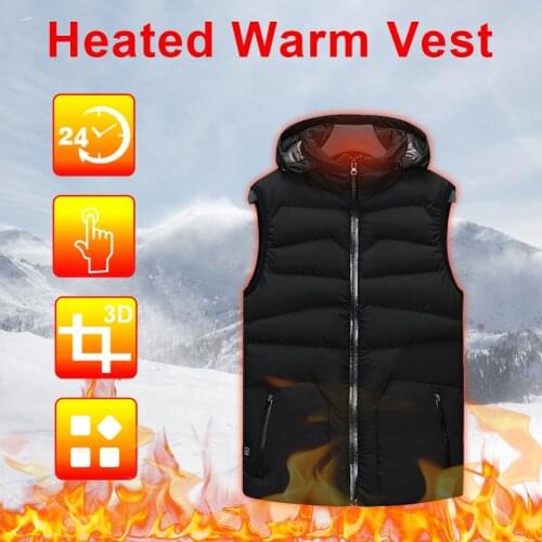 USB Winter Intelligent Heated Warmer Vest Hooded Heating Jacket Breathable Coat For Men And Women