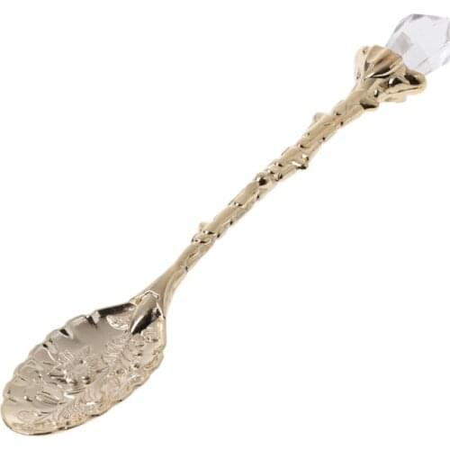 1Pc Royal Luxury Vintage Palace Carved Coffee Tea Mini Ice cream Scoop Spoon-Random Color