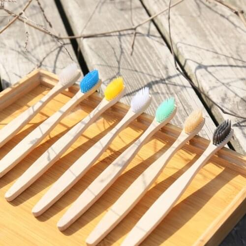 1PC Biodegradable Bamboo Toothbrush Teeth Colorful Bristle Natural Bamboo Tooth brush Dental Eco Bambou Toothbrushes