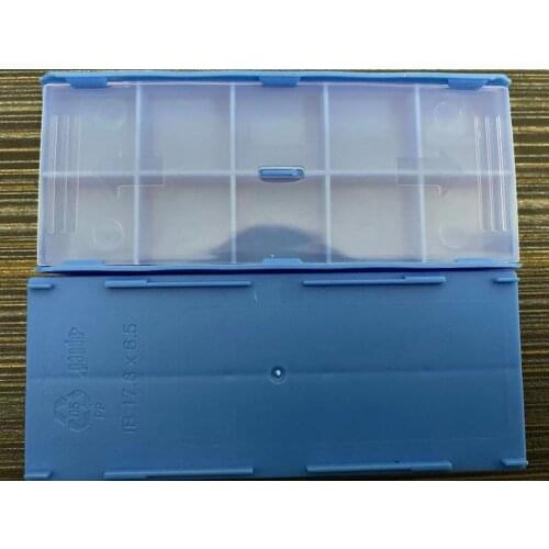 100 sets of new empty blue and white plastic rectangular boxes for carbide blades