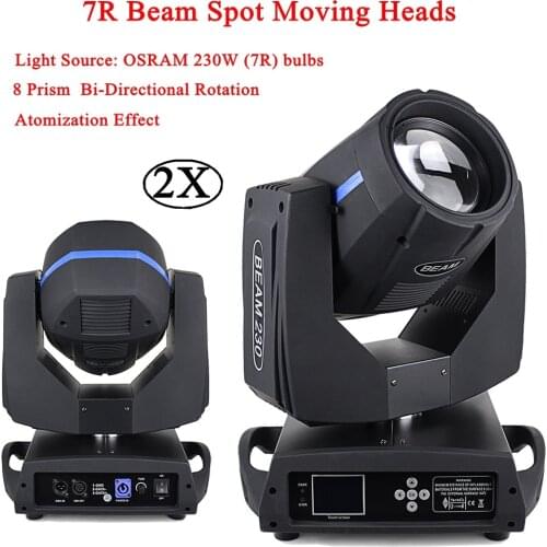 2Pcs//Lot 230W 7R Spot Beam Light DMX512 Control Moving Head Lights Professional Stage DJ Dsico Party Stage Lighting Effect