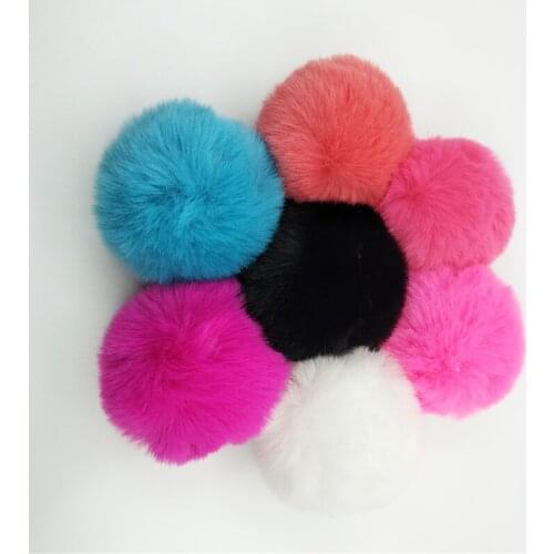 30PCS Super Cute Round Key Chain real Rabbit Hair Bulb Fur Plush Pom Poms Ball Bag Car Ornaments Pendant Key Ring