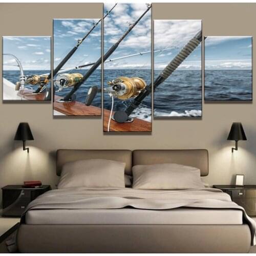 5 Piece HD Print Large Fishing In The Sea Modern Decorative Paintings on Canvas Wall Art for Home Decorations Wall Decor