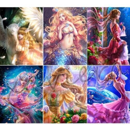 Xaviera 5D Diy Diamond Painting Full Square Drill Girl Portrait Princess Fairy Mosaic Embroidery Cross Stitch Handmade Crafts