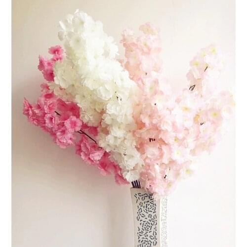 6pcs Fake Cherry Blossom Flower Branch Begonia Sakura Tree Stem for Event Wedding Tree Deco Artificial Decorative Flowers