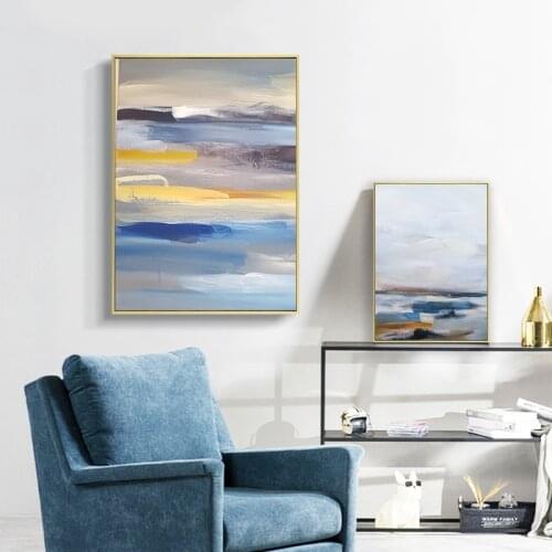 Abstract Blue Landscape Canvas Painting Colorful Wall Art Nordic Posters and Prints Pictures for Living Room Modern Home Decor