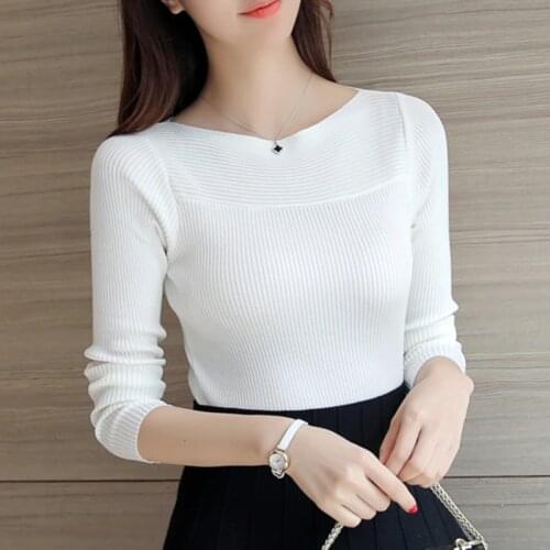 AOSSVIAO Autumn Winter Casual Long Sleeve Knitted Sweater Women Pullover Sweaters Korean Style 2021 Slim White Pull Knitwear