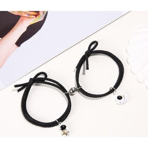 16 Style 2PC Attract Couples Bracelets Star Moon Astronaut Bracelet Handmade Jewelry Elastic Rope Braided Bracelet Lovers Gifts