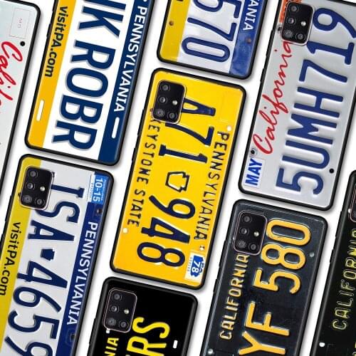 Black Case For Samsung Galaxy A22 A51 A12 A21s A71 A31 A52 A32 A02s A72 A42 A02 A01 A11 Fundas Retro Cool License Plate Number