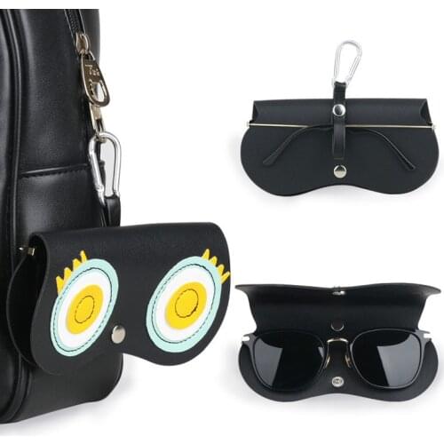 Sunglasses Bag PU Leather Glasses Box Cute Flower Pattern EyeGlasses Case Cover Clip Multi-functional Sunglasses Case Holder