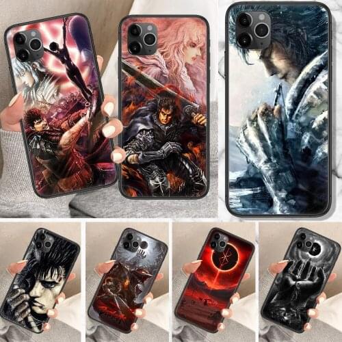 Berserk Guts Anime Phone Case For iphone 5 5S SE 2 6 6S 7 8 11 12 Mini Plus X XS XR Pro Max black trend hoesjes luxury bumper