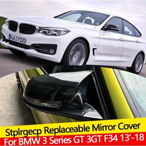 Replacement ABS Carbon Fiber black Mirror Cover shell For BMW 3 Series GT 3GT F34 2013-2018